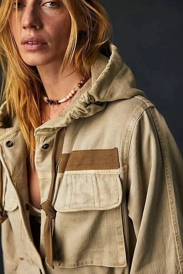 Free People Trapeze Military Jacket Top