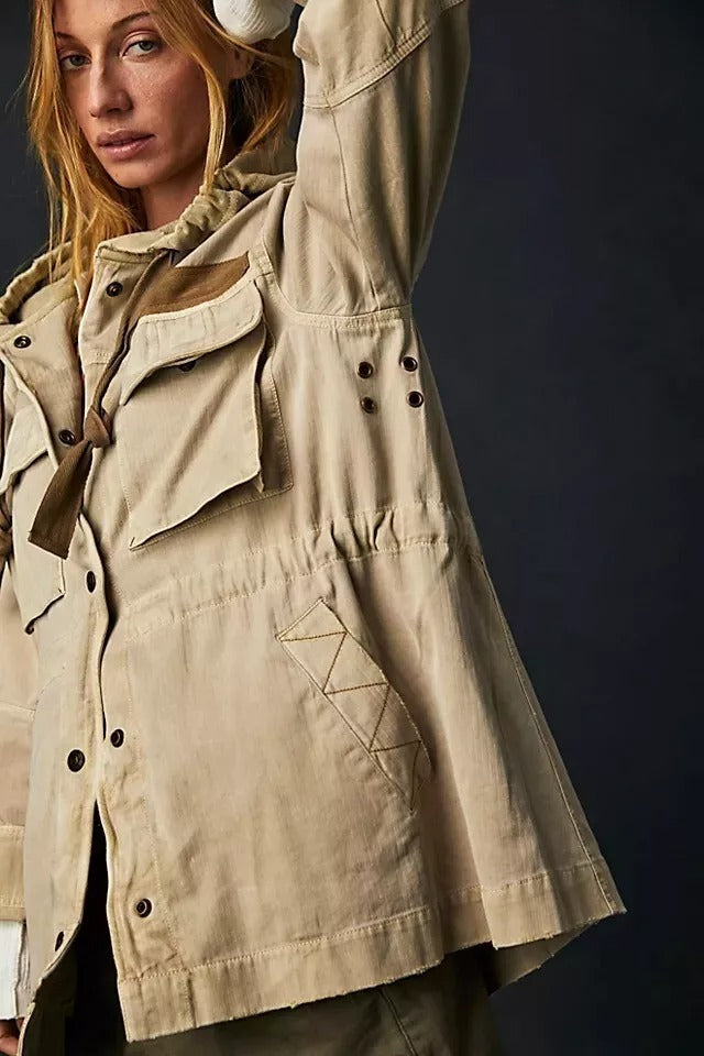 Free People Trapeze Military Jacket Top