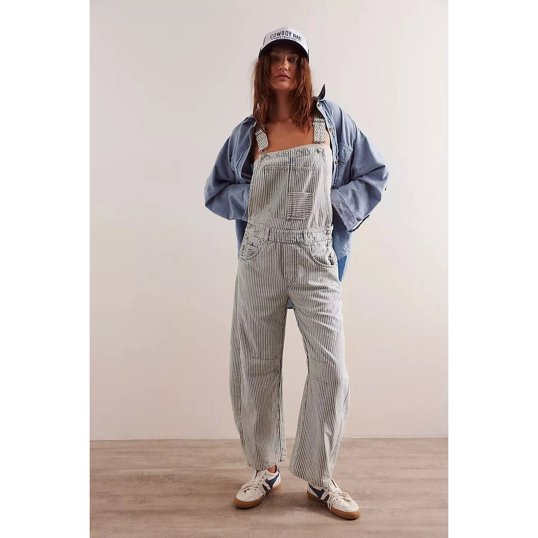 Free People We The Free Good Luck Striped Overalls Jumpsuit