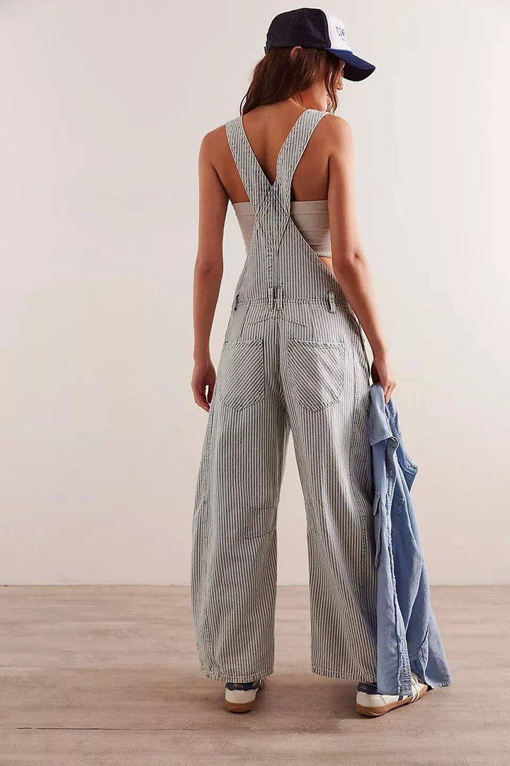 Free People We The Free Good Luck Striped Overalls Jumpsuit