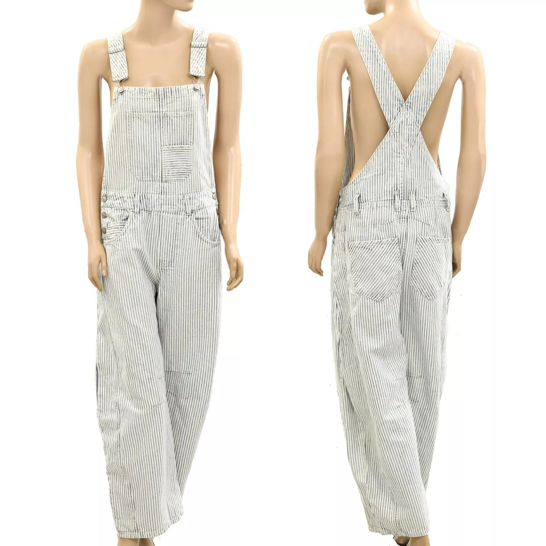 Free People We The Free Good Luck Striped Overalls Jumpsuit