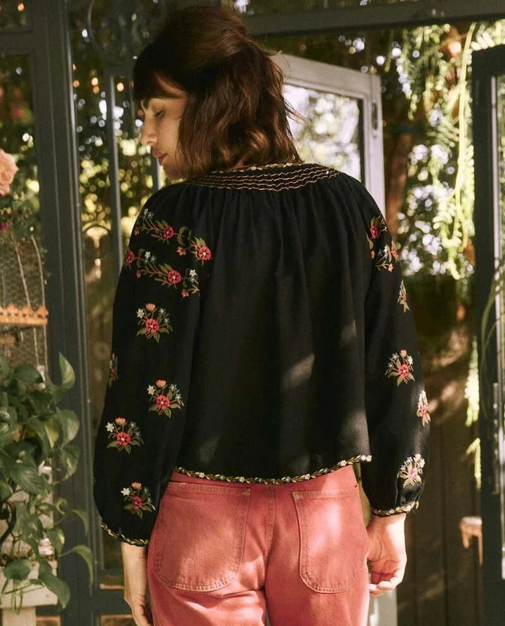 The Great. Passage Moonflower Embroidered Blouse Top