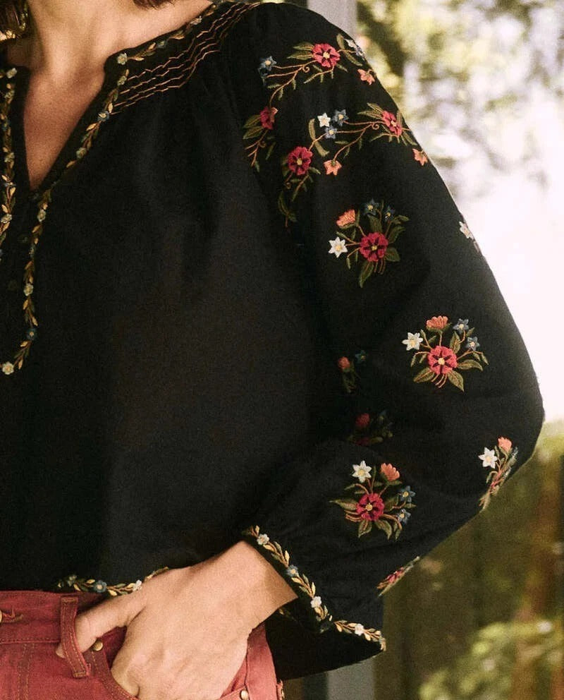 The Great. Passage Moonflower Embroidered Blouse Top