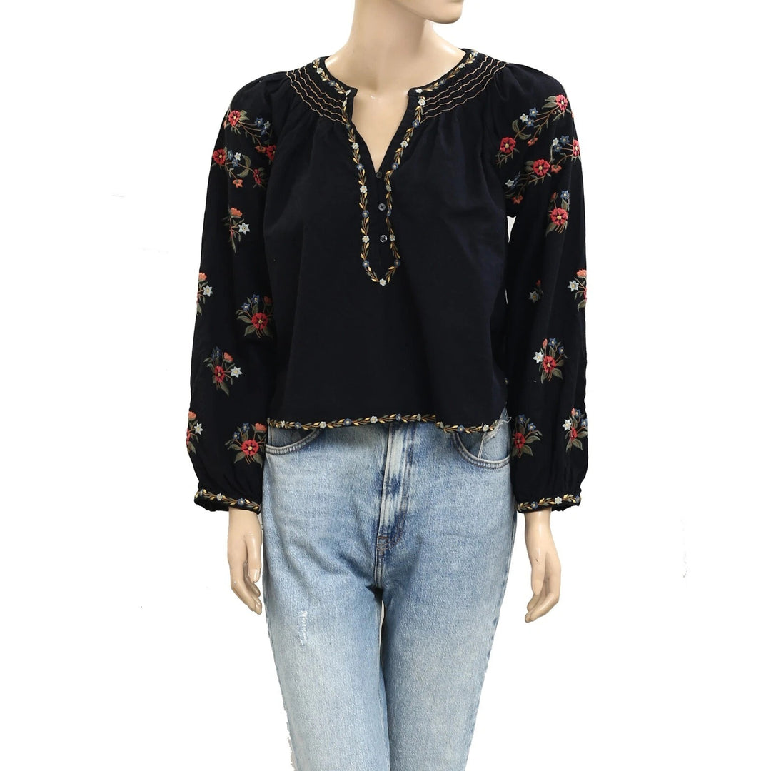 The Great. Passage Moonflower Embroidered Blouse Top