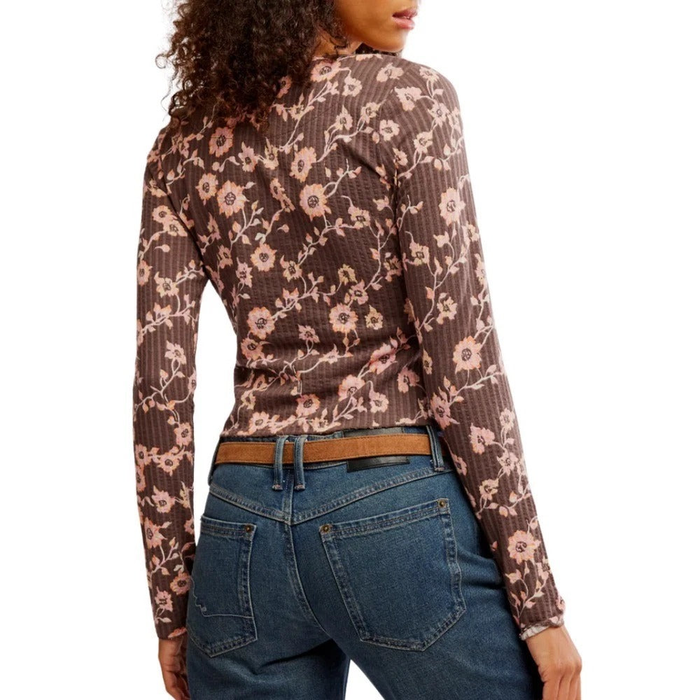 Free People Tilly Long-Sleeve Printed Cardi Blouse Top