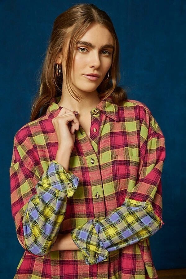 BDG Urban Outfitters One Way Or Another Plaid Flannel Buttondown Top