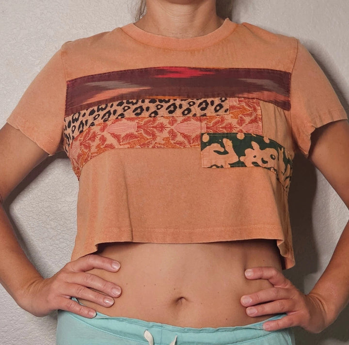 Urban Outfitters Peach Cropped Blouse Tee Top