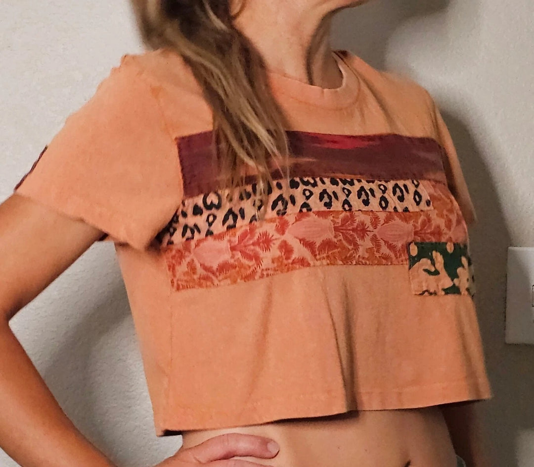 Urban Outfitters Peach Cropped Blouse Tee Top