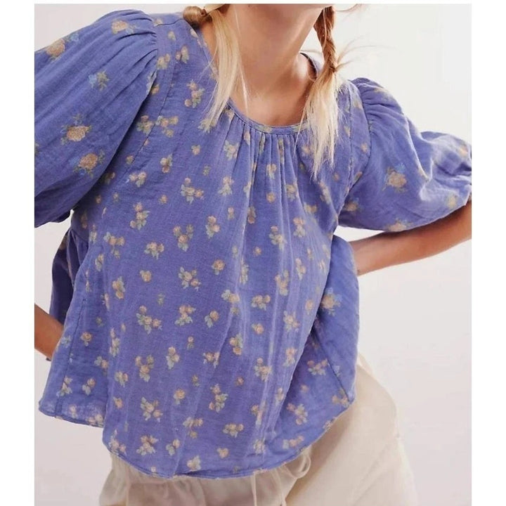 Free People Chloe Printed Blouse Top