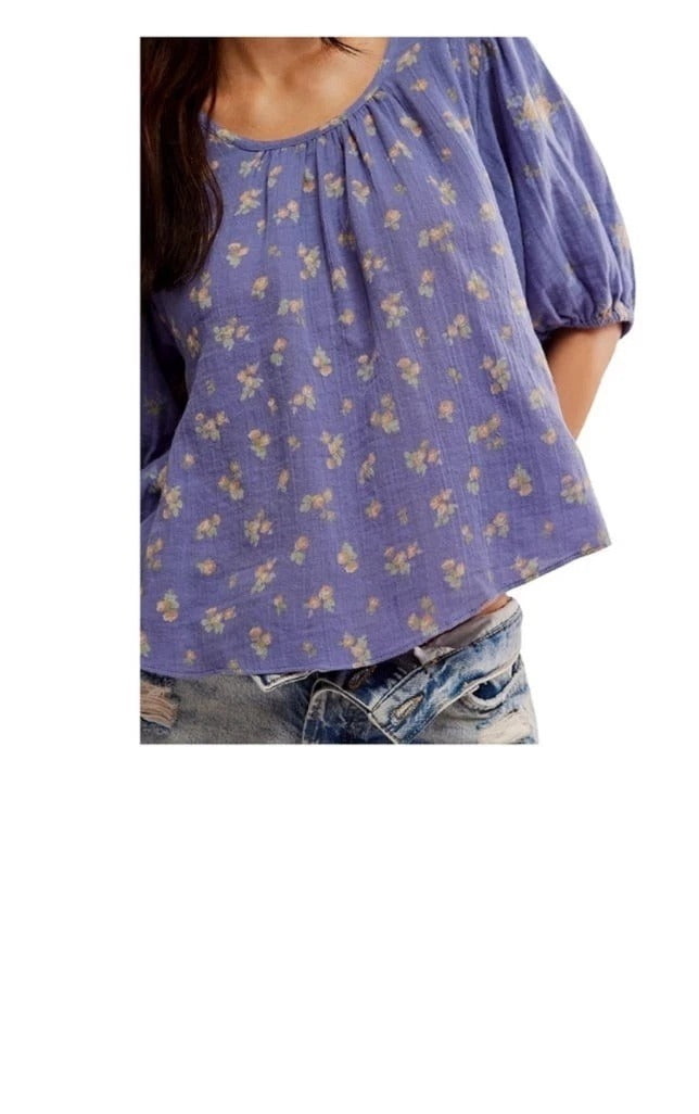 Free People Chloe Printed Blouse Top