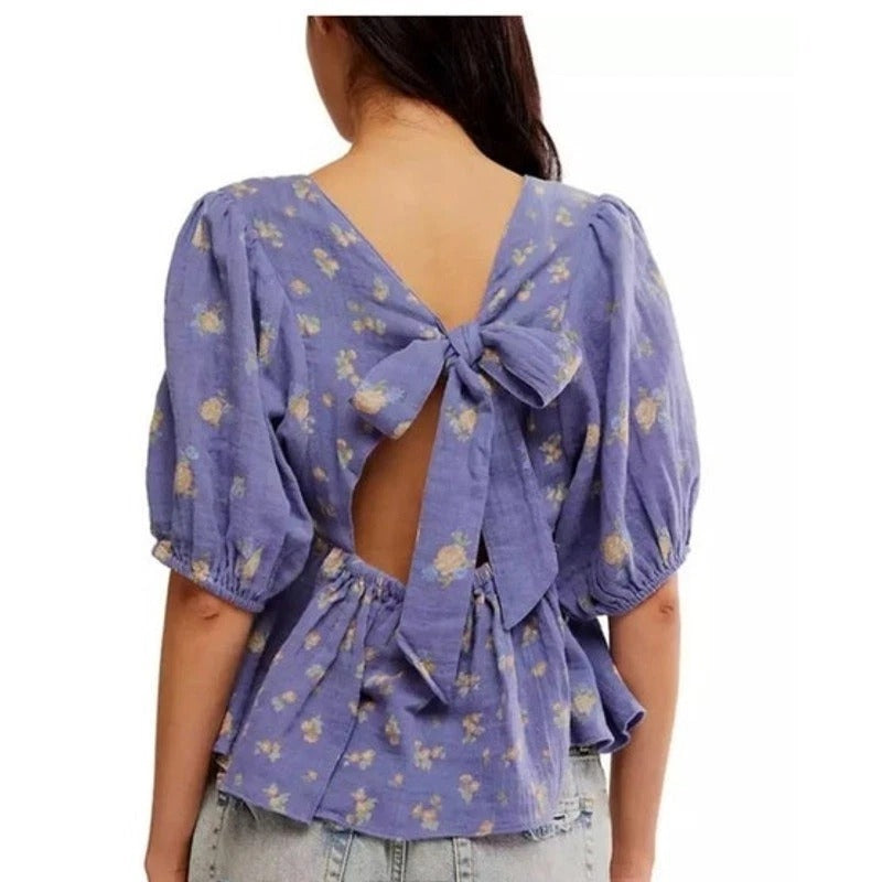Free People Chloe Printed Blouse Top