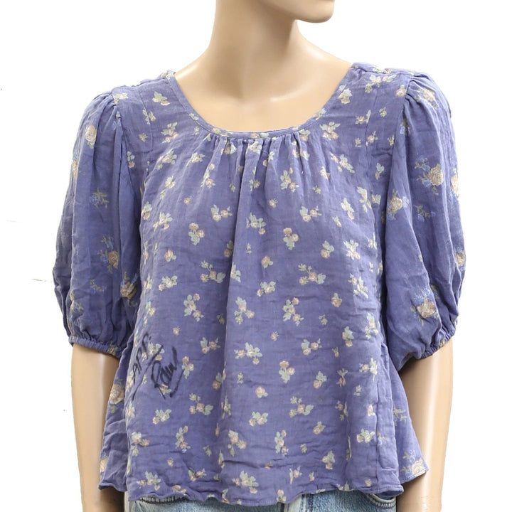 Free People Chloe Printed Blouse Top