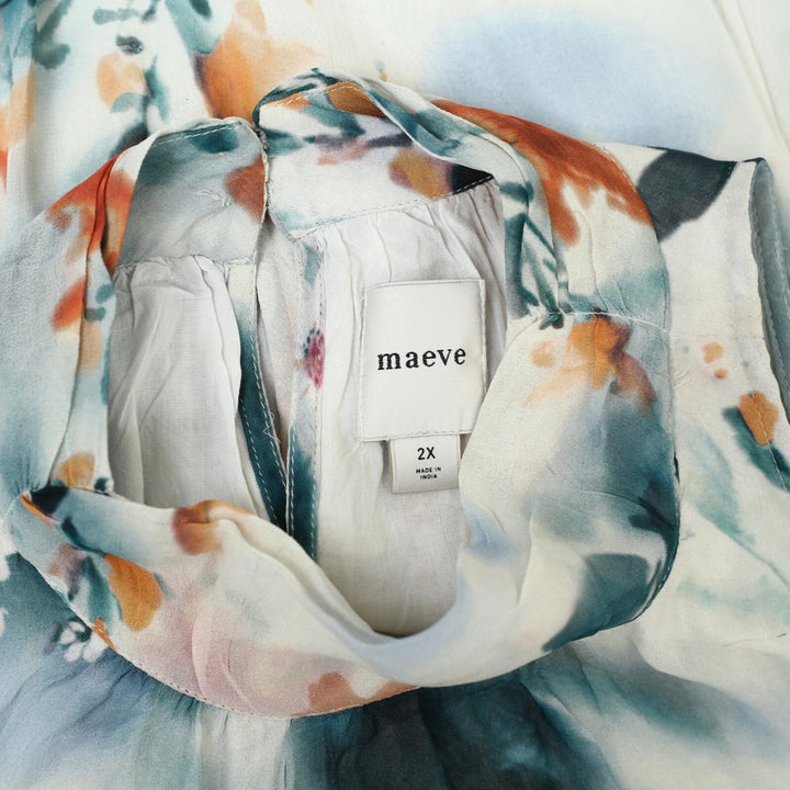 By Anthropologie Maeve Gingham Floral Printed Halter Mini Dress