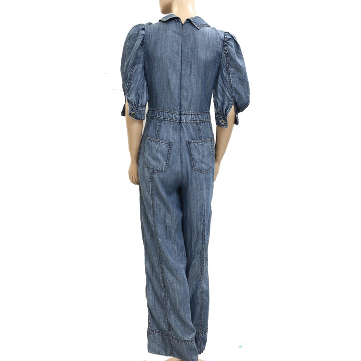 Free People Lace-Up Denim One-Piece Dress