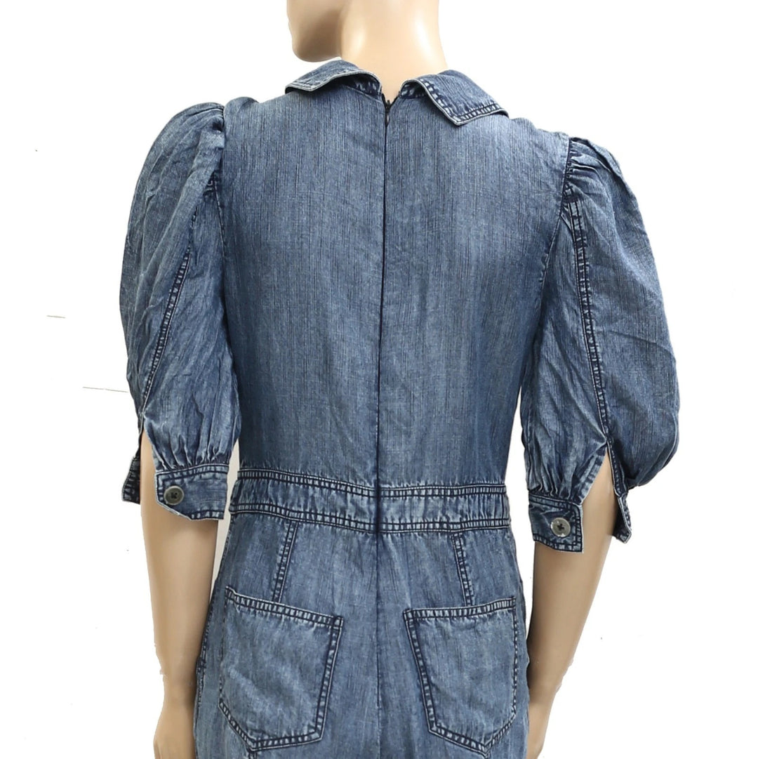 Free People Lace-Up Denim One-Piece Dress