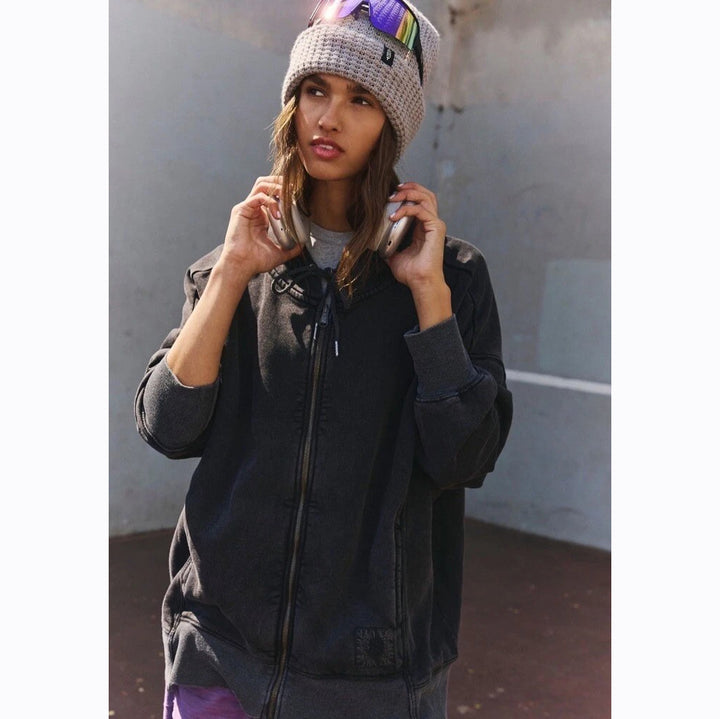 Free People FP Movement Sprint To The Finish Zip-Up Hoodie Jacket Top