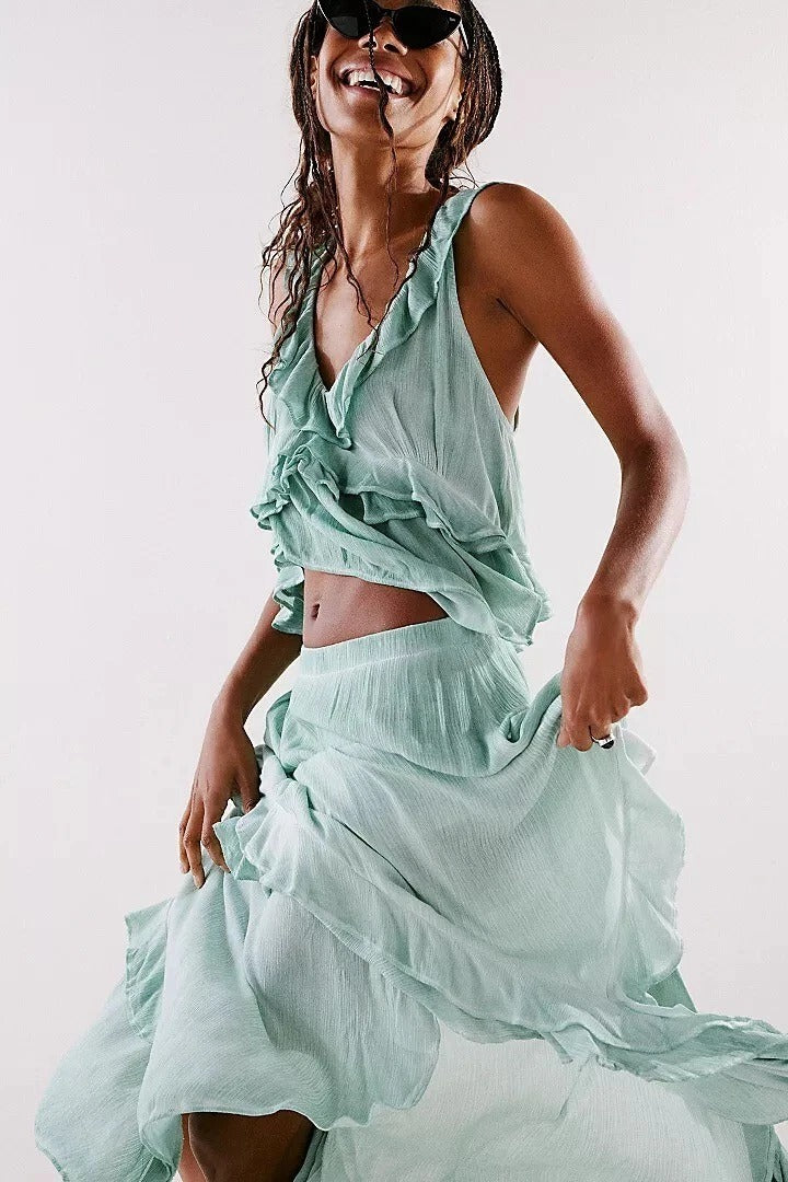 Free People If Only Ruffle Blouse Top