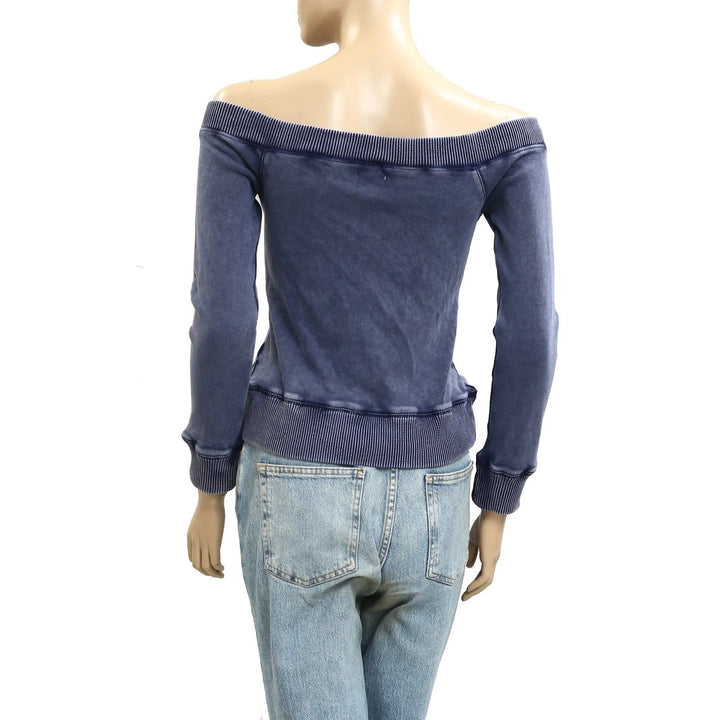 BDG Urban Outfitter Daria Off-Shoulder Zip-Up Sweatshirt Top