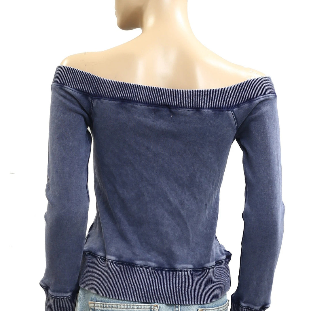 BDG Urban Outfitter Daria Off-Shoulder Zip-Up Sweatshirt Top