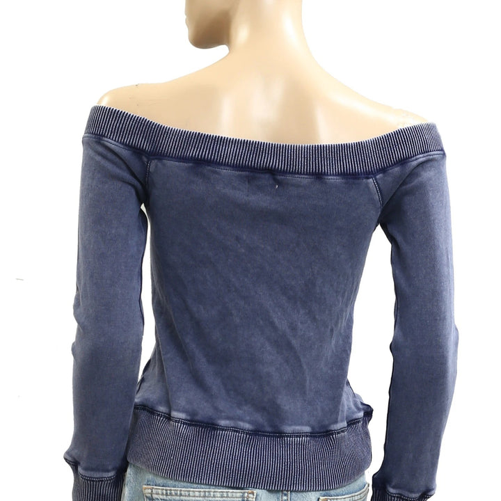 BDG Urban Outfitter Daria Off-Shoulder Zip-Up Sweatshirt Top