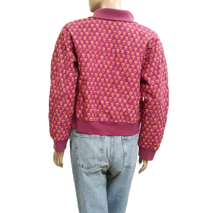 Free People Floral Printed Bomber Jacket Top