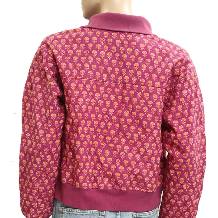 Free People Floral Printed Bomber Jacket Top