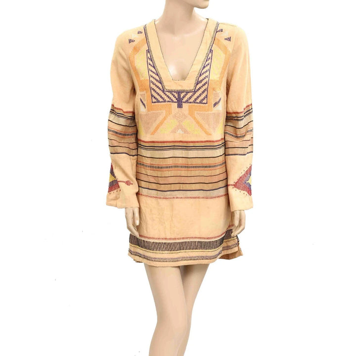 Free People Tribal Embroidered Mini Dress