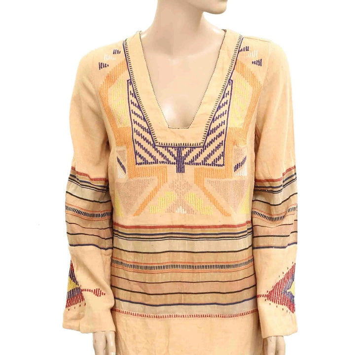 Free People Tribal Embroidered Mini Dress