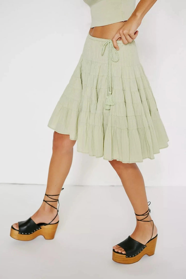 Free People Many Layers Solid Mini Skirt