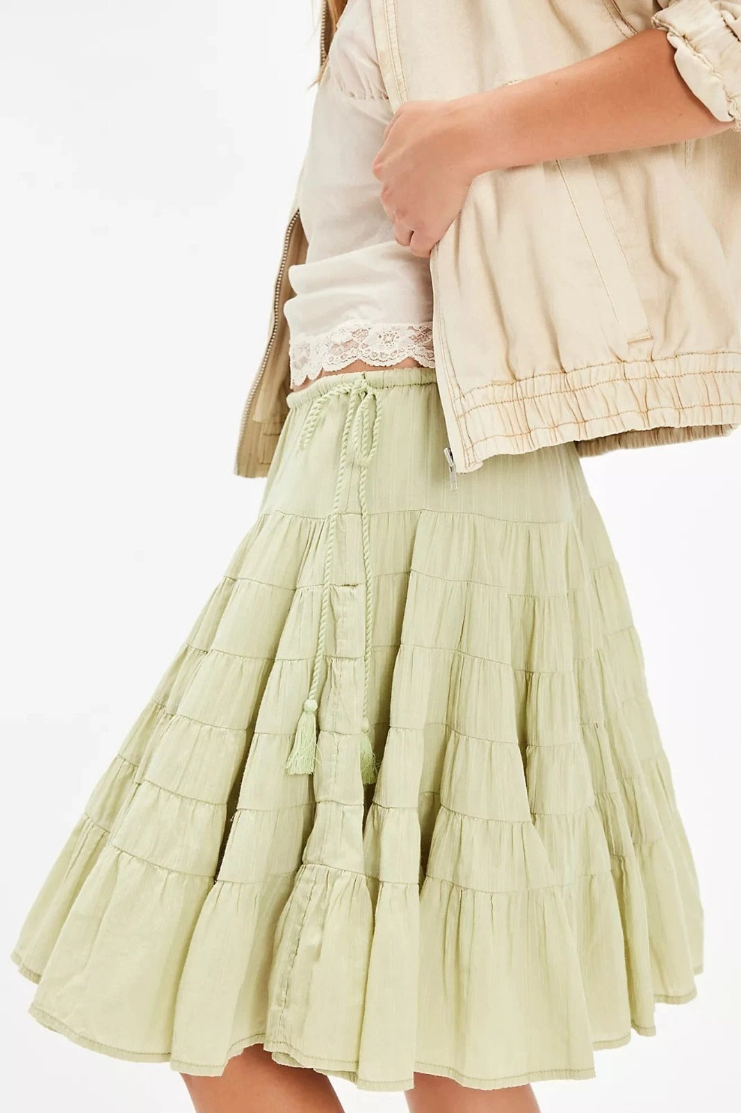 Free People Many Layers Solid Mini Skirt