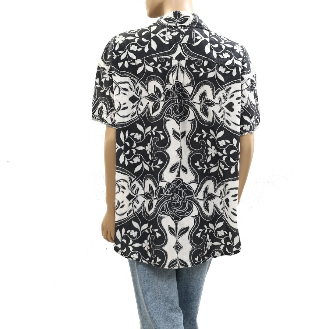 Free People We The Free Floral Printed Buttondown Shirt Top