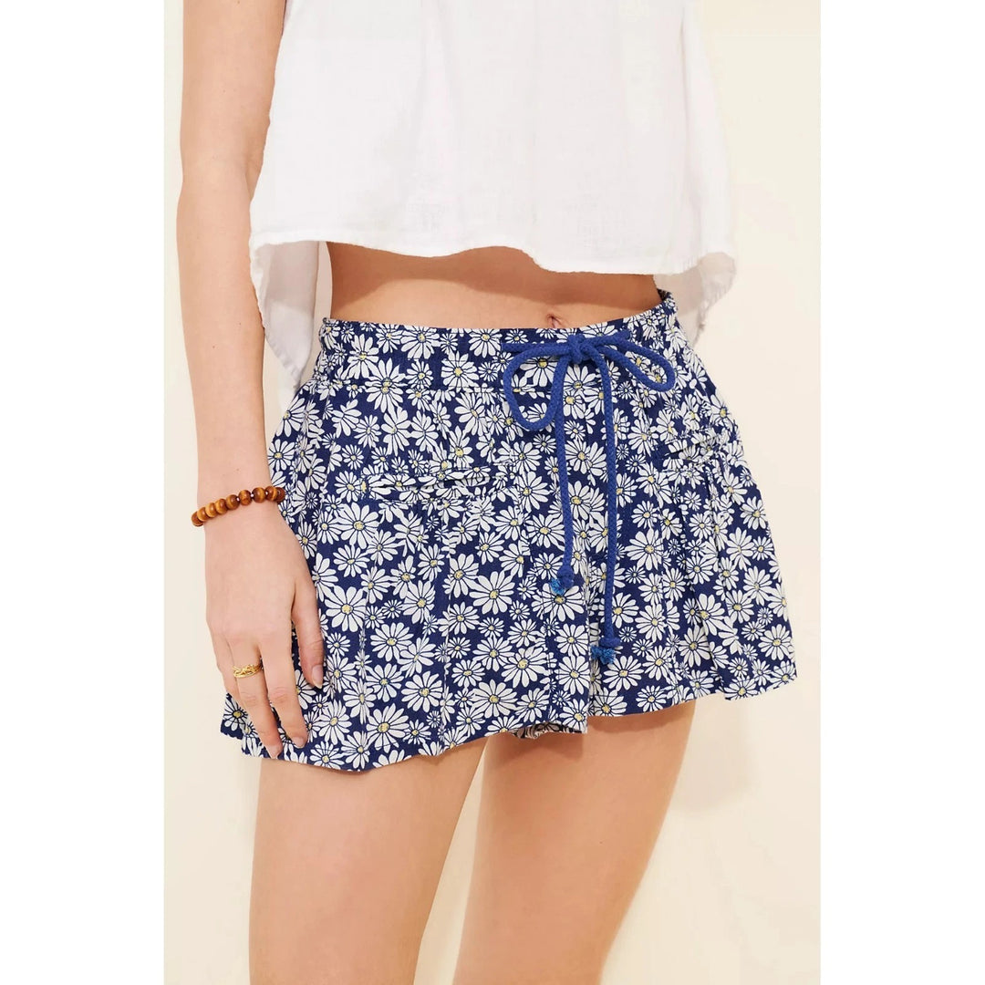 Free People Offbeat Printed Pull-On Mini Shorts