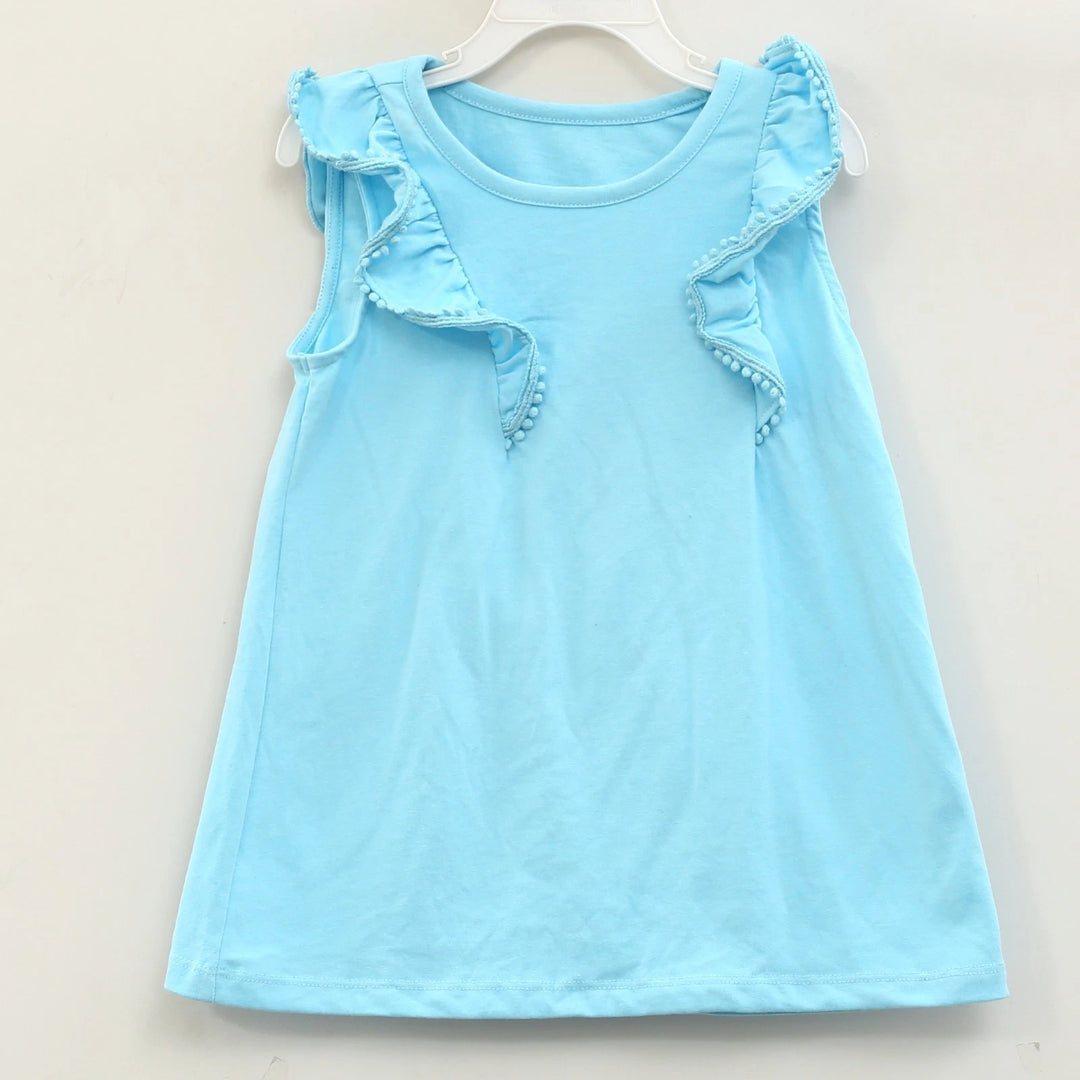 Lilly Pulitzer Kids Girls Ruffle Pom-Pom Sleeve Tank Top