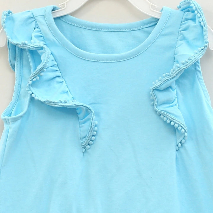 Lilly Pulitzer Kids Girls Ruffle Pom-Pom Sleeve Tank Top