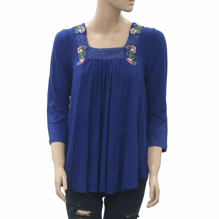 Caite Anthropologie Chelsea Floral Embroidered Tunic Top