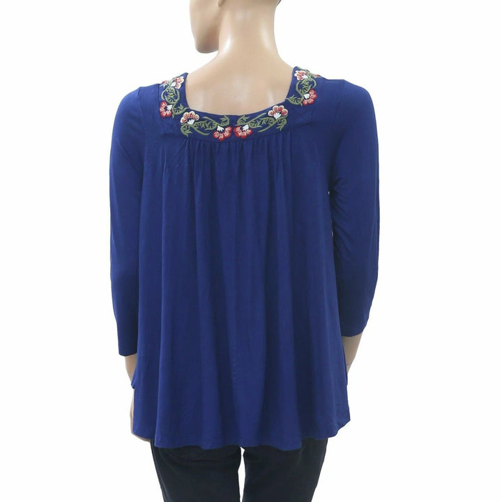 Caite Anthropologie Chelsea Floral Embroidered Tunic Top