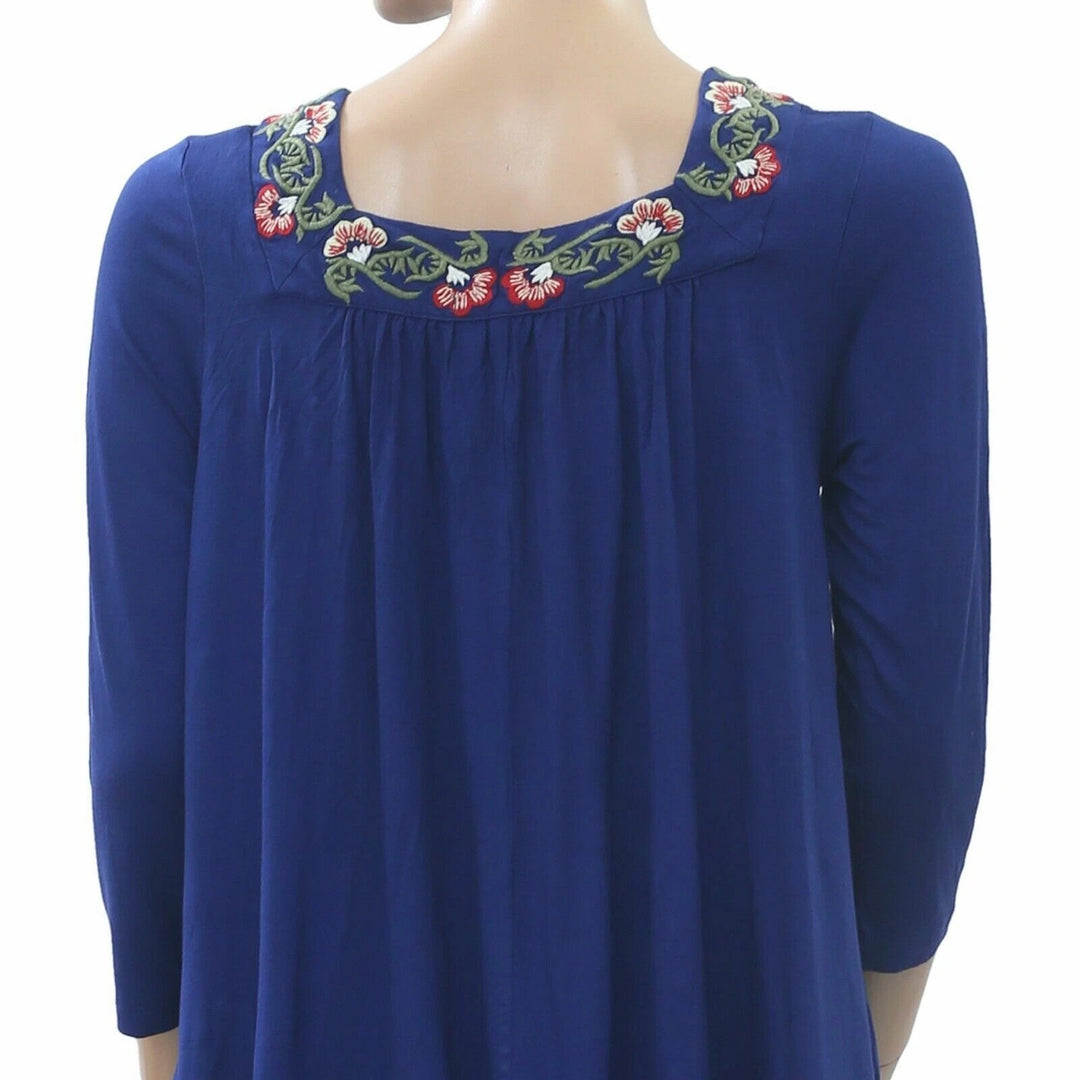 Caite Anthropologie Chelsea Floral Embroidered Tunic Top