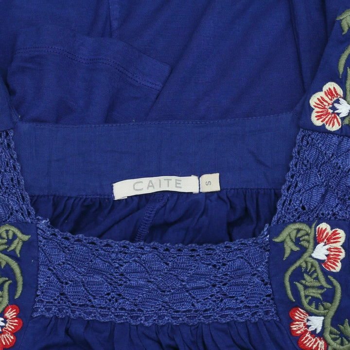 Caite Anthropologie Chelsea Floral Embroidered Tunic Top