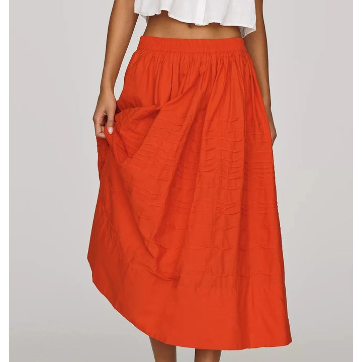 Anthropologie Maeve Cotton Pintuck Women's Midi Skirt