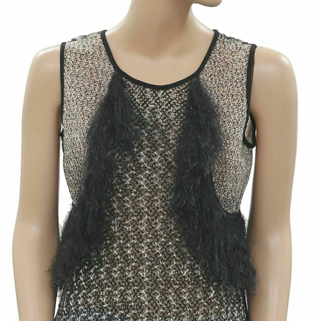 Yoana Baraschi Anthropologie Crochet Fringes Tank Blouse Top