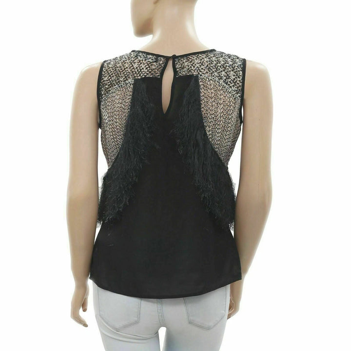 Yoana Baraschi Anthropologie Crochet Fringes Tank Blouse Top