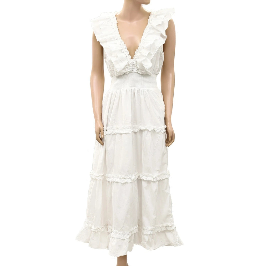 Anthropologie Love the Label Topanga Ruffled V Neck Maxi Dress