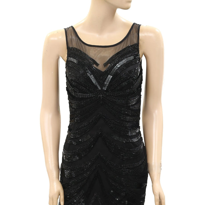 Lipsy Limited Sequin Beaded Embellished Black Mini Dress