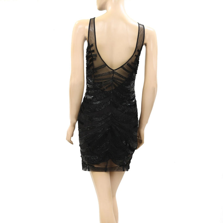 Lipsy Limited Sequin Beaded Embellished Black Mini Dress
