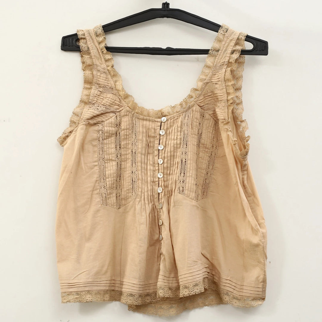 By Anthropologie 100% Cotton Lace Ruffle Tank Top