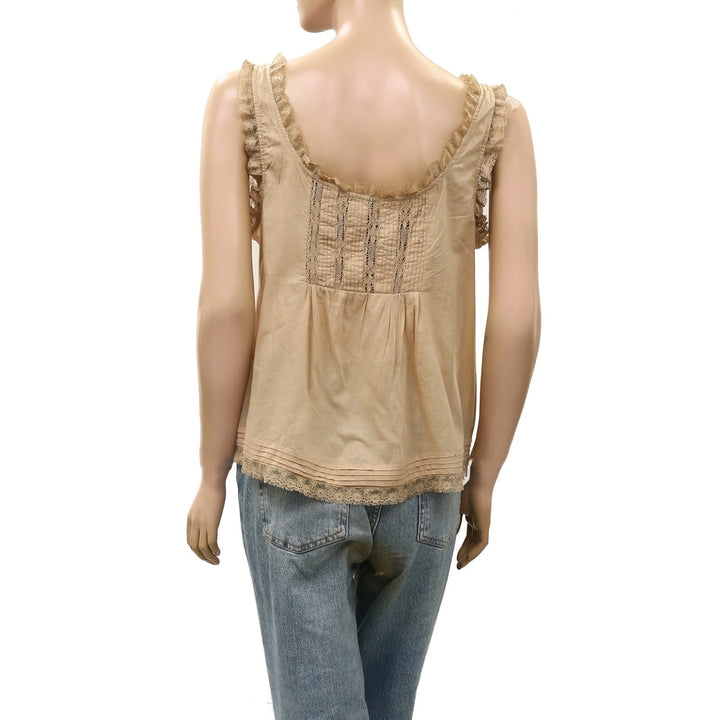 By Anthropologie 100% Cotton Lace Ruffle Tank Top