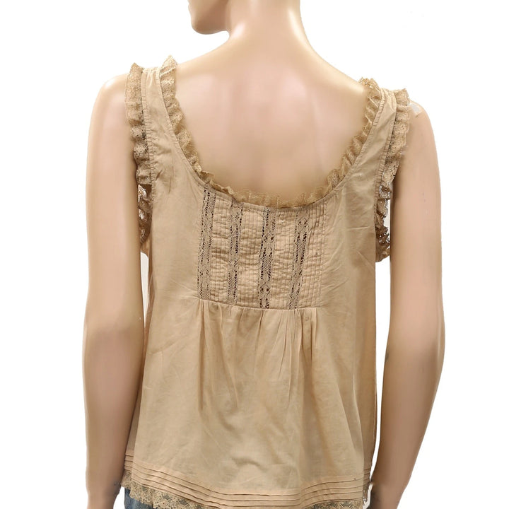 By Anthropologie 100% Cotton Lace Ruffle Tank Top