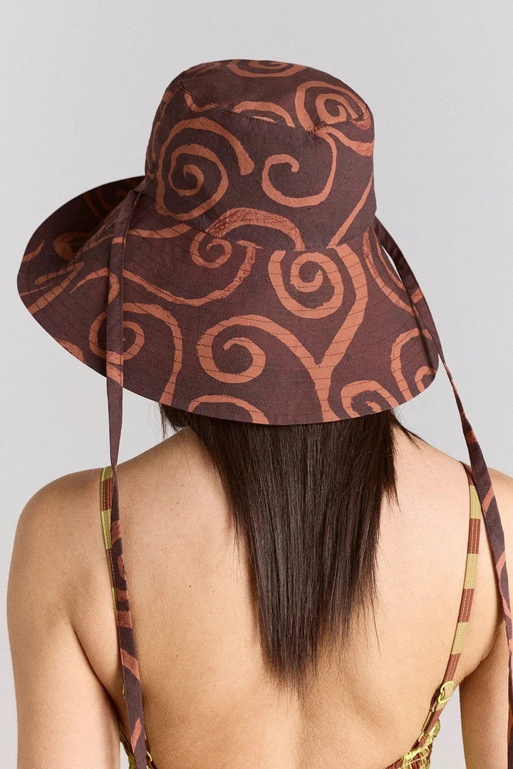 Damson Madder Reversible Sunhat Mixed Swirl Hat Two-in-one Print Logo