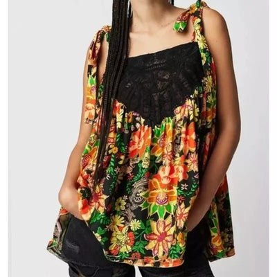 Free People Bali Moroccan Floral Printed Tunic Top