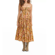 Anthropologie Love The Label Floral Cotton Tube Midi Dress